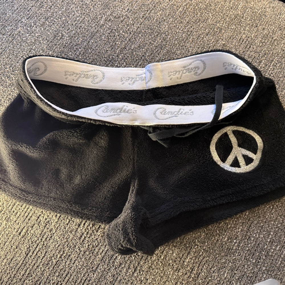 Candie's Black and Silver Fleece Shorts
